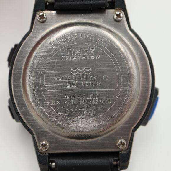 Vintage Timex Ironman Triathlon Indiglo Watch Women 33mm Black Blue 1996 Working - Picture 16 of 16